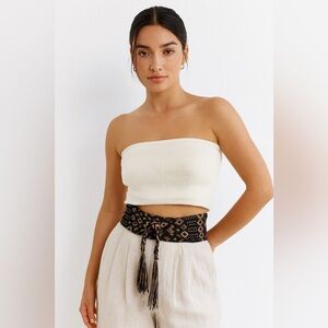 Vintage Black‎ and Tan Woven Macrame Belt Sz. M/L